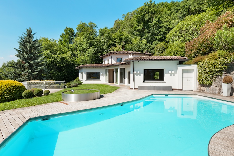 Architecture, villa with swimming pool, outdoors