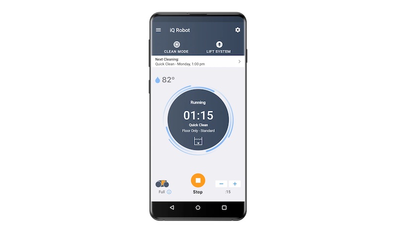 smart phone depicting automated features of our pool robot vacuum