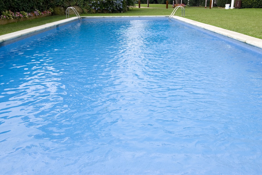 frontal view of a water pool,taken with wide angle lens