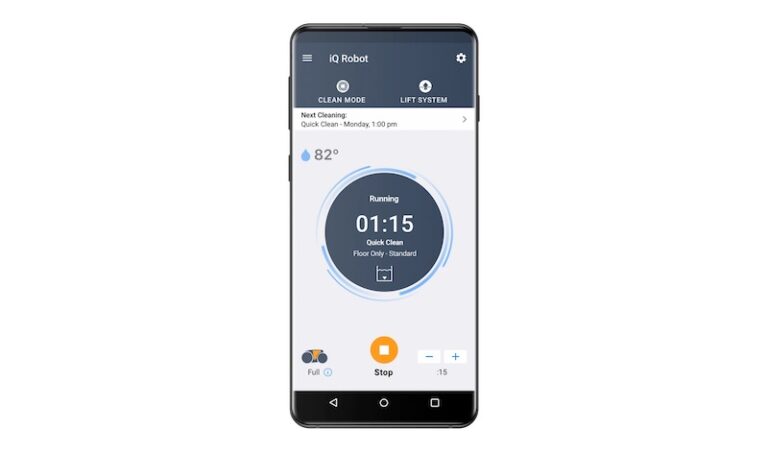 smart phone depicting automated features of our pool robot vacuum